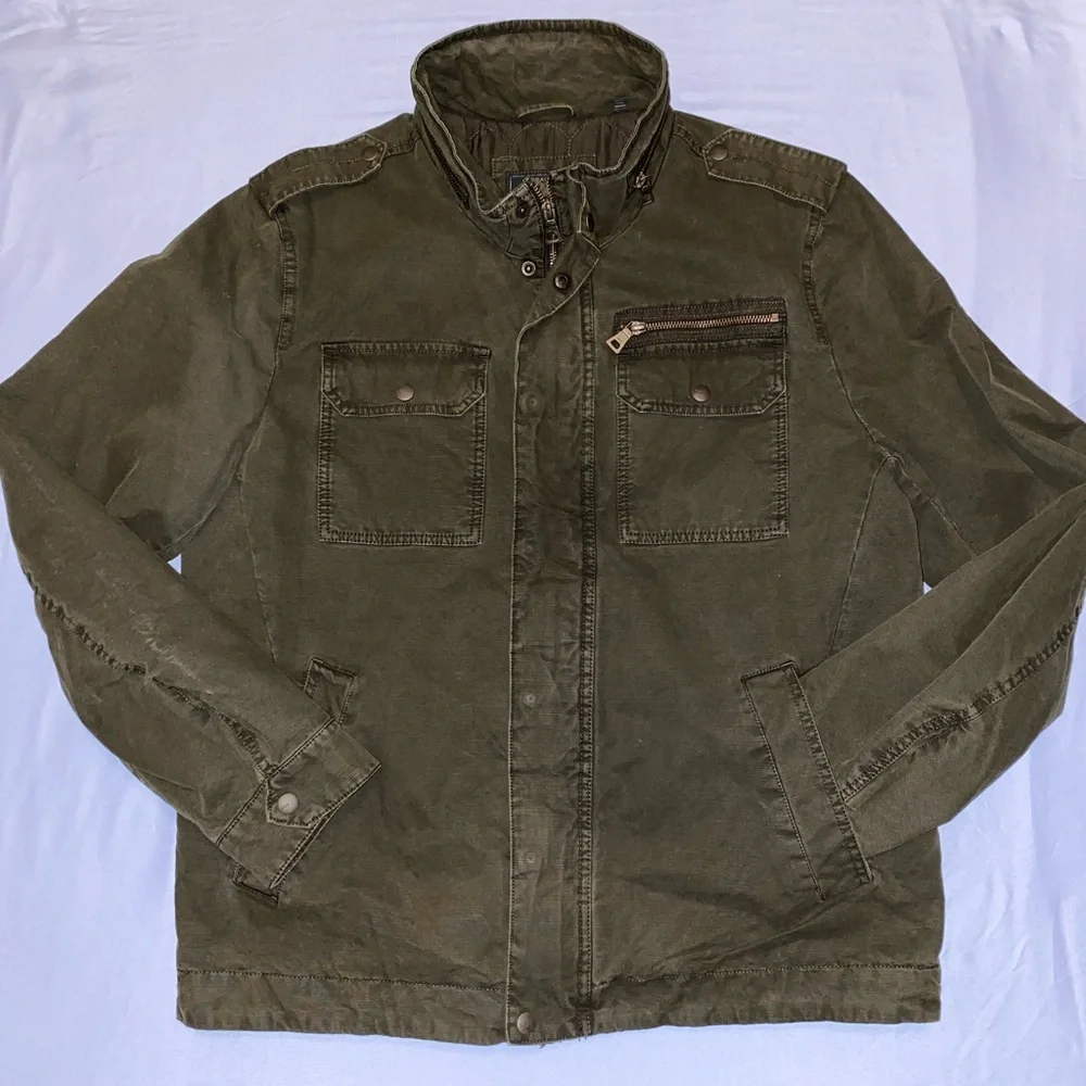 G.H. Bass & Co. Men’s Military Field Jacket Green Olive Large Full Zip Pockets - Picture 2 of 16